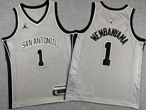 Youth San Antonio Spurs #1 Victor Wembanyama Gray 2025 Statement Swingman Jersey