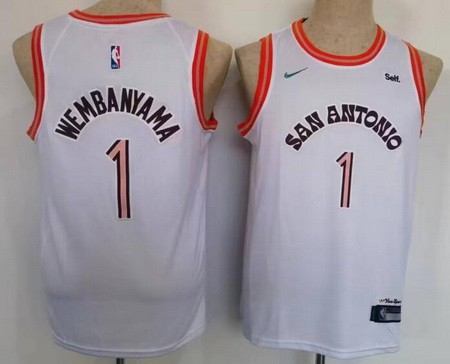 Youth San Antonio Spurs #1 Victor Wembanyama White 2023 City Icon Sponsor Swingman Jersey