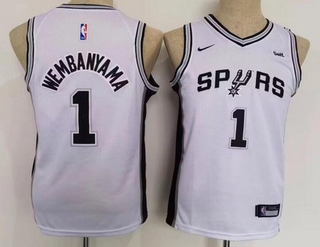 Youth San Antonio Spurs #1 Victor Wembanyama White Icon Sponsor Swingman Jersey