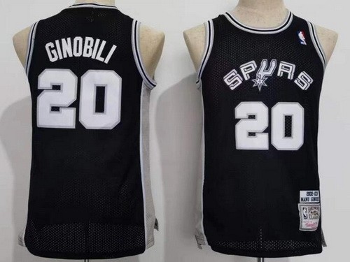 Youth San Antonio Spurs #20 Manu Ginobili Black Throwback Swingman Jersey
