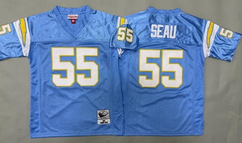 Youth San Diego Chargers #55 Junior Seau Light Blue Throwback Jersey