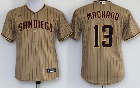 Youth San Diego Padres #13 Manny Machado Khaki Cool Base Jersey