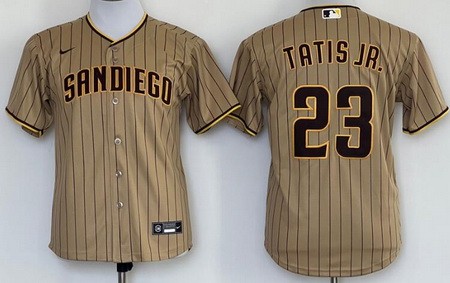 Youth San Diego Padres #23 Fernando Tatis Jr Khaki Cool Base Jersey