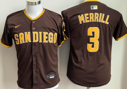 Youth San Diego Padres #3 Jackson Merrill Brown Limited Jersey