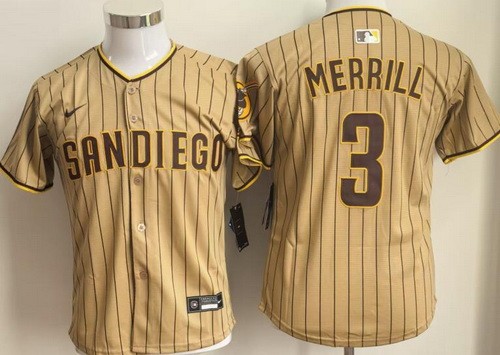 Youth San Diego Padres #3 Jackson Merrill Khaki Limited Jersey