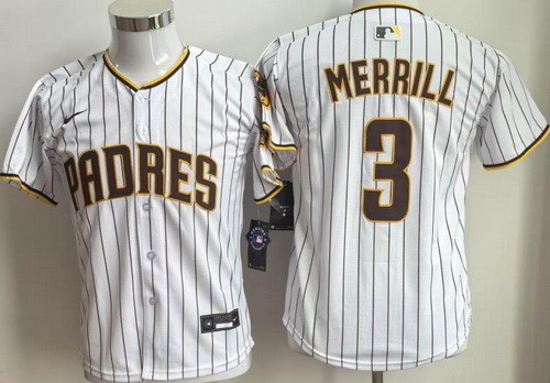 Youth San Diego Padres #3 Jackson Merrill White Limited Jersey