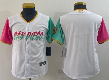 Youth San Diego Padres Blank White 2022 City Connect Cool Base Jersey