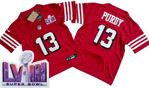 Youth San Francisco 49ers #13 Brock Purdy Limited Red Throwback LVIII Super Bowl FUSE Vapor Jersey
