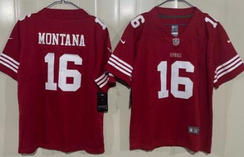Youth San Francisco 49ers #16 Joe Montana Limited Red Vapor Jersey