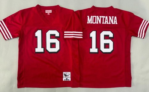 Youth San Francisco 49ers #16 Joe Montana Red Alternate 1989 Throwback Jersey