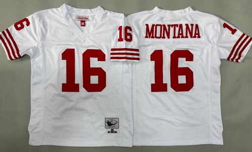 Youth San Francisco 49ers #16 Joe Montana White 1989 Throwback Jersey