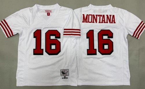 Youth San Francisco 49ers #16 Joe Montana White Alternate 1989 Throwback Jersey