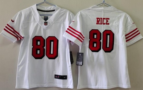 Youth San Francisco 49ers #80 Jerry Rice Limited White White Throwback Vapor Jersey