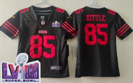 Youth San Francisco 49ers #85 George Kittle Limited Black LVIII Super Bowl Vapor Jersey