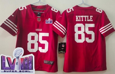 Youth San Francisco 49ers #85 George Kittle Limited Red LVIII Super Bowl Vapor Jersey