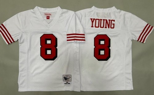 Youth San Francisco 49ers #8 Steve Young White Alternate 1994 Throwback Jersey