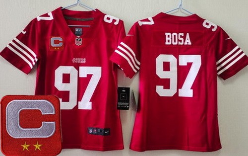 Youth San Francisco 49ers #97 Nick Bosa Limited Red C Patch Vapor Jersey