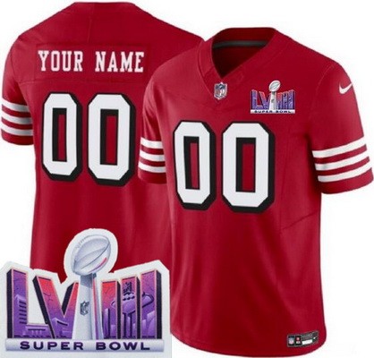 Youth San Francisco 49ers Customized Limited Red Throwback LVIII Super Bowl FUSE Vapor Jersey