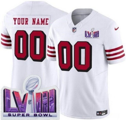 Youth San Francisco 49ers Customized Limited White Throwback LVIII Super Bowl FUSE Vapor Jersey