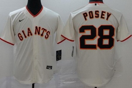 Youth San Francisco Giants #28 Buster Posey Cream Cool Base Jersey