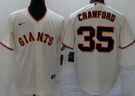 Youth San Francisco Giants #35 Brandon Crawford Cream Cool Base Jersey