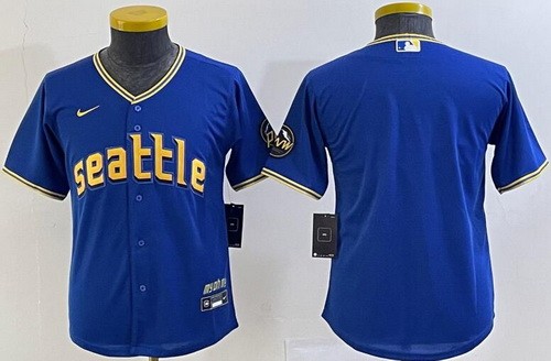 Youth Seattle Mariners Blank Blue 2023 City Cool Base Jersey