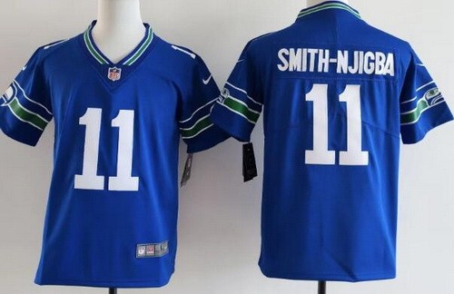 Youth Seattle Seahawks #11 Jaxon Smith Njigba Limited Blue Throwback Vapor Jersey
