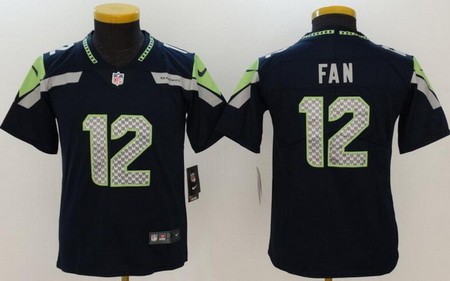 Youth Seattle Seahawks #12 Fan Limited Navy Vapor Untouchable Jersey