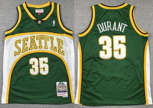 Youth Seattle Sonics #35 Kevin Durant Green 2007 Throwback Swingman Jersey
