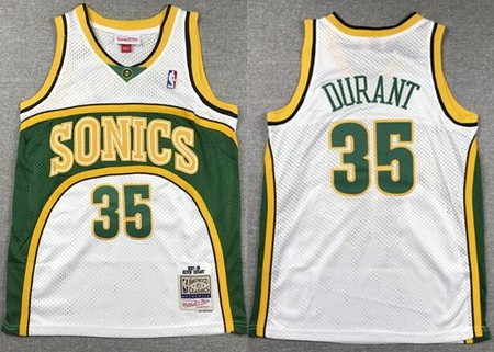 Youth Seattle Sonics #35 Kevin Durant White 2007 Throwback Swingman Jersey