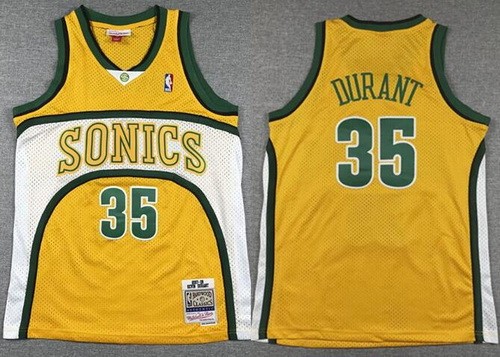Youth Seattle Sonics #35 Kevin Durant Yellow 2007 Throwback Swingman Jersey