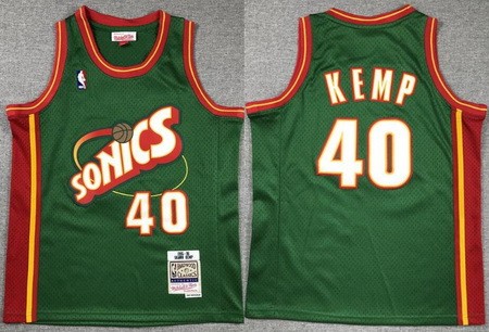 Youth Seattle Sonics #40 Shawn Kemp Green 1995 Throwback Swingman Jersey