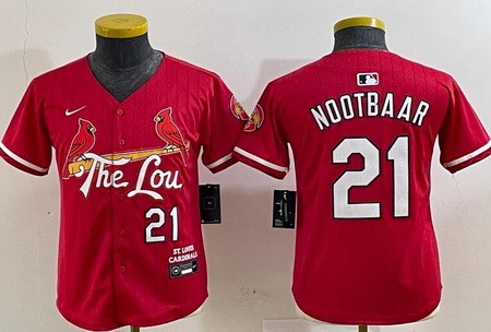Youth St Louis Cardinals #21 Lars Nootbaar Red 2024 City Connect Limited Jersey