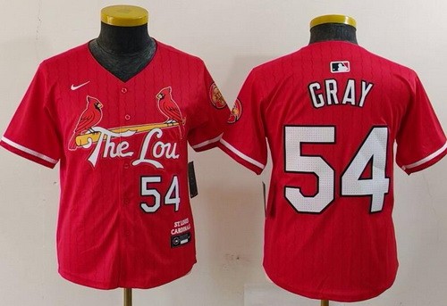 Youth St Louis Cardinals #54 Sonny Gray Red 2024 City Connect Limited Jersey