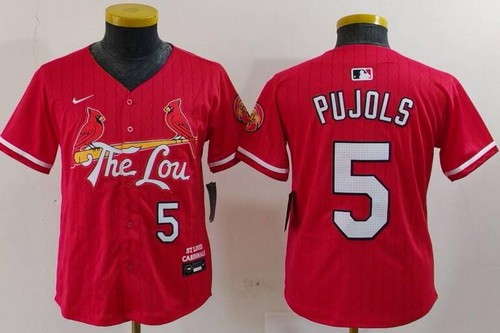 Youth St Louis Cardinals #5 Albert Pujols Red 2024 City Connect Limited Jersey