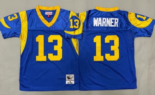 Youth St Louis Rams #13 Kurt Warner Blue Throwback Jersey
