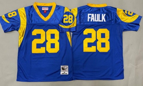 Youth St Louis Rams #28 Marshall Faulk Blue Throwback Jersey