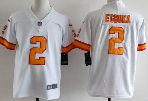 Youth Tampa Bay Buccaneers #2 Emeka Egbuka Limited White Throwback Vapor Jersey
