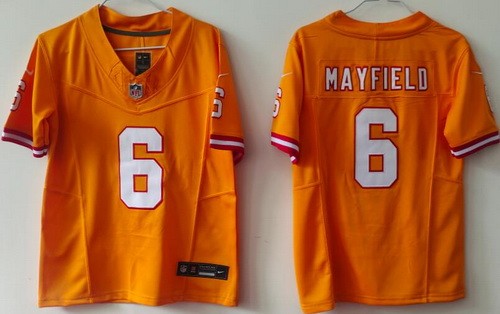 Youth Tampa Bay Buccaneers #6 Baker Mayfield Limited Orange Throwback FUSE Vapor Jersey