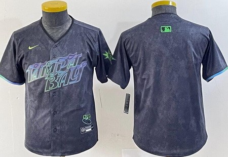 Youth Tampa Bay Rays Blank Charcoal 2024 City Connect Limited Cool Base Jersey