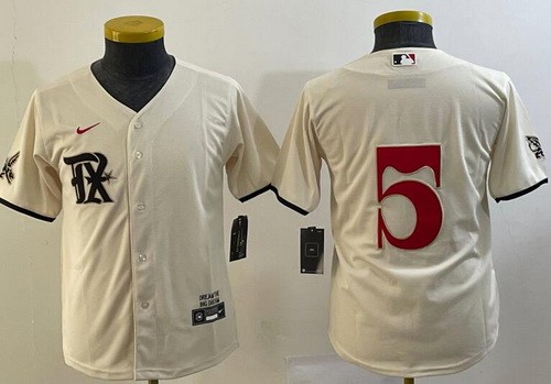 Youth Texas Rangers #5 Corey Seager Cream 2023 City Cool Base Jersey