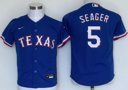 Youth Texas Rangers #5 Corey Seager Royal Cool Base Jersey
