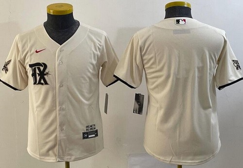 Youth Texas Rangers Blank Cream 2023 City Cool Base Jersey