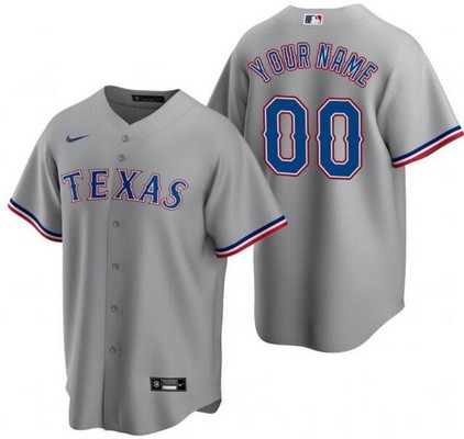 Youth Texas Rangers Customized Gray Nike Cool Base Jersey