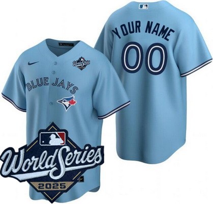 Youth Toronto Blue Jays Custom Light Blue 2025 World Series Cool Base Jersey