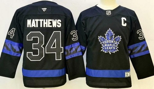 Youth Toronto Maple Leafs #34 Auston Matthews Black Alternate Authentic Jersey
