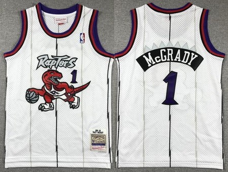 Youth Toronto Raptors #1 Tracy McGrady White 1998 Throwback Swingman Jersey