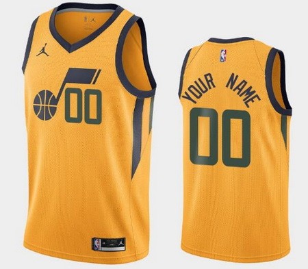 Youth Utah Jazz Customized Yellow Stitched Swingman Jersey