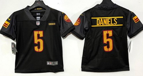 Youth Washington Commanders #5 Jayden Daniels Limited Black Vapor Jersey
