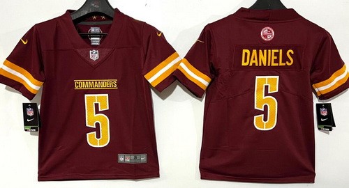 Youth Washington Commanders #5 Jayden Daniels Limited Red Vapor Jersey